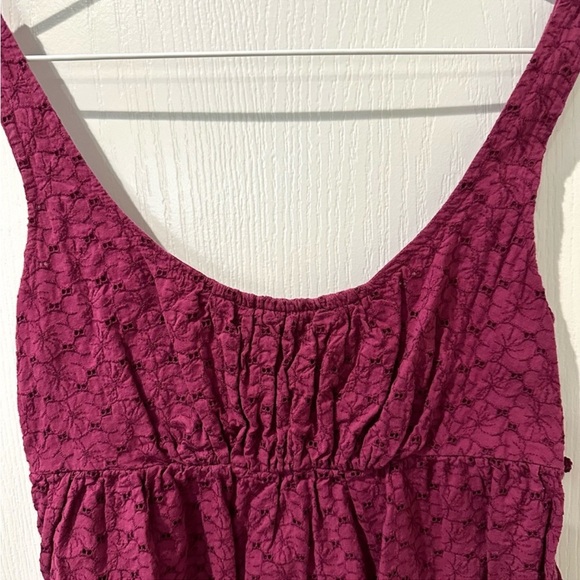 Roxy Purple Floral Lace Eyelet Empire Waist Sleeveless Dress - Picture 2 of 6